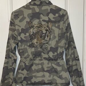 Camouflage Tiger Embellished Jacket